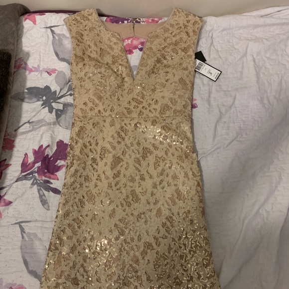 Size 6 BCBG Maxazria Gold Sequin Dress - Picture 1 of 7